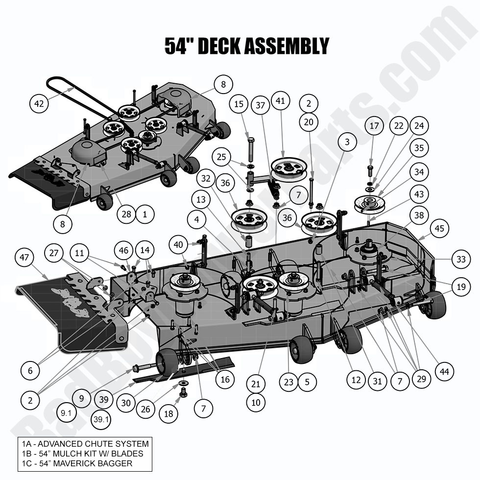 1881 - Bad Boy Mower Parts Lookup > 2019 > Maverick > 54\" Deck Assembly